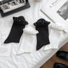 Calcetines de Encaje Nube para Mujer, Calcetines Cortos de Algodón de Doble Aguja para Primavera y Verano, Calcetines de Color Sólido para Chica Estilo Universitario JK Japonés, Calcetines de Media Pantorrilla