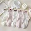 Nuevos Calcetines de Algodón Otoñales para Mujer Medias Largas Calcetines de Malla de Puntos Calcetines Largos Casuales con Patrón Tridimensional Calcetines de Malla de Puntos para Mujer