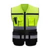Chaleco Reflectante Ropa de Trabajo Protección de Seguridad Vial Sitio de Construcción Texto Impreso Gestión Nocturna Saneamiento Construcción Ropa Reflectante