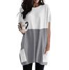 Amazon 2023 Verano Vestido de Media Longitud Casual de Moda para Mujer con Costuras en Color de Contraste y Cuello Redondo