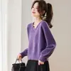 26 Suéter Corto de Punto Holgado con Perlas y Encaje para Mujer, Moda Nueva de Primavera, Otoño e Invierno