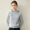 Suéter com Capuz 100% Caxemira Pura Outono 2026 Feminino Malha Solta Estilo Casual Camisa Básica