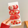 Horquilla de Peluche Roja de Año Nuevo 2025 para Niños Pinza Lateral para Flequillo de Niñas Pinza BB para el Cabello Horquilla para el Cabello