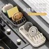 Porta jabón de lujo ligero con diseño de ola de panda con bandeja de drenaje, para encimera, escritorio, baño, caja de jabón, caja de almacenamiento, multifuncional, fácil de usar