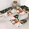 Tapete de Chão de Natal Popular de Flanela Transfronteiriço Tapete de Pé Absorvente para Banheiro Tapete de Banheiro em Forma de U Conjunto de Três Peças Tapete Venda por Atacado