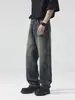 Maple House Roupas Masculinas / 2026 Primavera/Verão Novos Jeans Masculinos Americanos High Street, Calças Longas Retrô Largas de Perna Reta