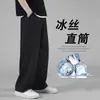 Pantalones Finos de Seda Hielo para Hombre, Pantalones Largos Deportivos Rectos de Moda para Verano, Pantalones Casuales Holgados, Secado Rápido, Nuevo Estilo Primavera/Verano