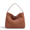 Bolso de Mano Tejido para Mujer 2025 Nuevo Gran Capacidad Versátil Bolso de Hombro Cruzado Debajo del Brazo Retro Mate