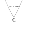 Collar con colgante de luna de agua, bañado en plata de ley S925 y oro de 14 quilates, con forma de luna pequeña ondulada, cadena de clavícula sencilla y ligera de lujo.