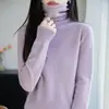 Suéter de Tricô com Gola Alta e Borda Enrolada para Mulheres, Nova Moda Primavera e Outono 2025 Camada Interna, Suéter de Tricô Feminino Outono e Inverno