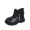 Botas Pequenas de Couro Estilo Ins 2026 Outono e Inverno Nova Moda Botas Martin com Laço para Meninas, Botas Curtas Infantis Médias e Grandes