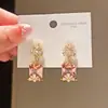 Elegância Rosa Sonhadora~Brincos de Tarraxa Quadrados de Zircônia Estilo Doce de Luxo Leve, Brincos Exquisitos e Estilosos com um Toque de Alto Padrão para Mulheres