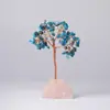 Adorno de árbol de cristal natural, estilo europeo y americano, hecho de piedra triturada y tejido con alambre de cobre, piedra en bruto de cristal rosa, árbol de la vida, árbol de la fortuna de cristal