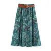 Ropa europea y americana para mujer transfronteriza, popular en AliExpress: top estampado a la moda + cuello halter decorado con lazo + falda de cinturón estampada