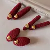 Pinza para el pelo de peluche con forma de corazón rojo de Año Nuevo, Pinza lateral de alta gama y exquisita para flequillo, Accesorio para el pelo de Año Nuevo, Pasador para mujer