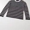 Ropa de Mujer Transfronteriza 2026 Moda Europea y Americana Versátil Casual Simple Manga Larga Cuello Redondo Tejido de Punto Rayado Mujer G89073