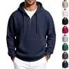 Sudadera nueva para hombre de importación, versátil jersey de punto gofrado con media cremallera, sudadera con capucha de manga larga de corte holgado para otoño e invierno