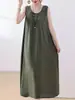 Novo Vestido de Algodão e Seda de Verão para Mulheres, Corte Amplo, Emagrecedor, Adequado para Mães de Meia-Idade e Idosas, Vestido Longo Elegante, Vestido de Praia