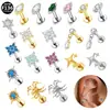Pendientes de Titanio Elegantes Europeos y Americanos Transfronterizos Aleación de Titanio G23 Moda Grado Médico Joyería para Perforaciones Rosca Interna Zirconia Marquise