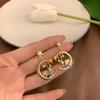 Pendientes de plata S925 con diseño de conejo de dibujos animados de Corea del Sur, con forma de luna de meteorito y fantasía, con clip para las orejas para mujer.