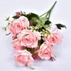Flores artificiais rosas 9 rosas dos sonhos flores artificiais de casamento decoração de casa flores artificiais arranjo de flores