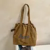 Nova Bolsa Tote de Tecido Retrô Outono/Inverno Moda Design com Cordão Versátil para o Dia a Dia Bolsa de Ombro Único Bolsa de Braço