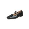 Grandes Suaves Cómodas 2023 Primavera Nuevas de Piel de Vaca 2 Correas Punta Cuadrada Tacón Grueso Zapatos Mary Jane Planos para Mujer Documental