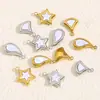 Pingente de estrela de cinco pontas gota d'água concha aço inoxidável banhado a ouro a vácuo pingente de furo único acessórios para colar DIY atacado