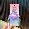 Chaveiro em formato de coração com laço, pingente de bolsa, acessório para corrente de celular, decoração de mochila para meninas, atacado de pequenos presentes