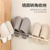 Estante para pantuflas de baño sin taladro, toallero plegable de pared, zapatero tres en uno para colgar en la puerta del dormitorio