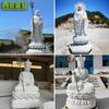 Mármore Branco Esculpido Ksitigarbha Bodhisattva Casa Estátua de Buda Ornamentos Ksitigarbha Três Santos Templo Adoração Figura Escultura Ornamentos