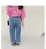 Calça Jeans Tendência Estilo Coreano 2026 em Formato de Coração para Meninas, Fina Primavera/Verão Nova Infantil Casual Versátil de Perna Reta 755
