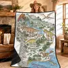 Manta con diseño de mapa de animales transfronterizo, hecha a medida, superventas en Amazon para niños y adultos, manta para pintar y garabatear a mano DIY