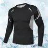 Camiseta deportiva ajustada de manga larga para correr para hombre, de alta elasticidad, seda de hielo de secado rápido para entrenamiento, ropa de fitness transfronteriza, camiseta de manga larga para hombre