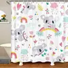 Dropshipping Internacional Cortina de Chuveiro de Tecido para Banheiro com Pássaros e Flores, Decoração de Garça e Vento Estilo Japonês, À Prova de Umidade e Protege a Privacidade