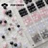 DIY Preto e Branco Cinza Pó Resina Olho de Gato Contas Redondas Contas Soltas Corrente para Celular Contas Furo Reto Joias para Usar Pulseira Colar Contas