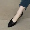 Zapatos de mujer de punta 2023 nuevo estilo tacón grueso francés poco profundos tacón medio color albaricoque tacones altos de mujer