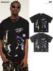 2025 Primavera e Verão Futebol Transfronteiriço Tinta Branca Impressão por Injeção Direta Camiseta de Manga Curta Gola Pequena Algodão Puro Americano Pesado Camiseta da Moda