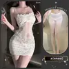 Qingshe Lingerie Sexy Puro Desejo Tentação Lingerie Provocante Alça de Renda Camisola Roupas Divertidas para Jovens Mulheres