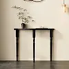 Mesa de Entrada de Madera Maciza de Lujo Ligero Estilo Italiano, Mesa de Exhibición Elegante Semicircular Negra para Pasillo, Madera de Pino Ecológica Grado E1