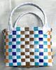 Bolsa Tote Colorida Tecida à Mão de Plástico para Mulheres, para o Dia a Dia, Tecida para Crianças, de Alta Qualidade, Atacado