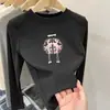 Camiseta para niños 2026 nuevo estilo cuello redondo manga larga para niñas otoño e invierno polar cálido y elegante top base para niñas pequeñas