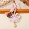 Anillo colgante de gato de la fortuna de brocado Song estilo chino DIY nuevo accesorio de brocado Song estilo chino llavero terminado decoración de mochila