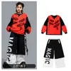Ropa Moderna para Niños de Street Dance Conjunto de Pantalones con Estampado de Doble Letra Hip-Hop para Niños Disfraz de Percusión Hip-Hop para Niños