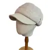 Sombrero Ecuestre Plisado de Lana a Cuadros Retro para Mujer Ala Ancha Hace que la Cara se Vea Más Pequeña Sensación de Alta Gama Modifica la Forma de la Cara Sombrero Plano Artístico Otoño/Invierno