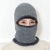 Gorro de lana cálido con forro polar para mujer, estilo coreano, para ciclismo, de una pieza, con máscara y capucha protectora para los oídos a prueba de frío.