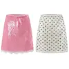 Fábrica de Ropa para Mujer Transfronteriza Venta al por Mayor Moda Europea y Americana 2026 Falda Elástica con Cintura Falda de Retazos con Lentejuelas Ajustada con Adorno de Encaje