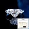Anillo de Plata de Ley S925 con Moissanita Color D para Mujer Lujo Accesible Ins Diseño Nicho de Alta Gama Corazón Brillo Anillo Push-Pull