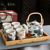Xinmingxuan Cerámica Azul y Blanca Vintage con Filtro Juego de Té Doméstico Juego de Té Tetera de Porcelana Taza de Té Tetera de Cola Juego de Té