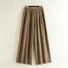 Outono de 2026 Novo Estilo Chinês Calça Masculina de Sarja de Algodão e Linho Reta de Perna Larga, Tamanho Grande, Solta, Lavada Vintage e Desgastada Longa